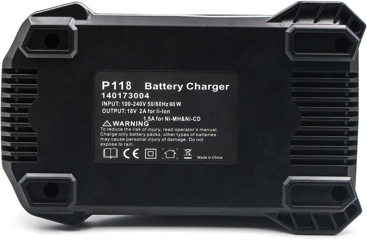 JHYQX 18V Battery Charger P117 P118 Replacement for Ryobi 18V ONE+ Lithium NiMh NiCd Battery P102 P103 P105 P107 P108 P189 P197 P190 P191 JHYQX