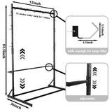 Lezbanz Freestanding Bike Storage Rack for 5 Bikes, 52" Wide Steel Vertical Bike Rack with 5 Bike Hooks & 6 Hooks for Helmet Storage, Bike Racks for Home and Garage, Indoor Floor Bike Stand Lezbanz