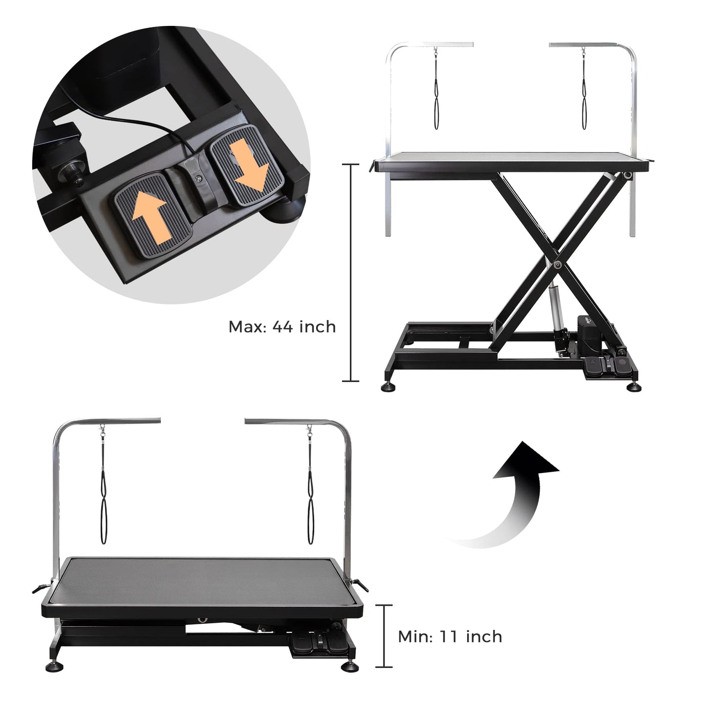 UDSONFY Electric Pet Dog Grooming Table, Heavy Duty Grooming Table Professional X-Lift for Large Dogs with Anti-Skid Non-Slip, Double Arms and Nooses, Adjustable Height from 10" up to 43", Bl - WoodArtSupply