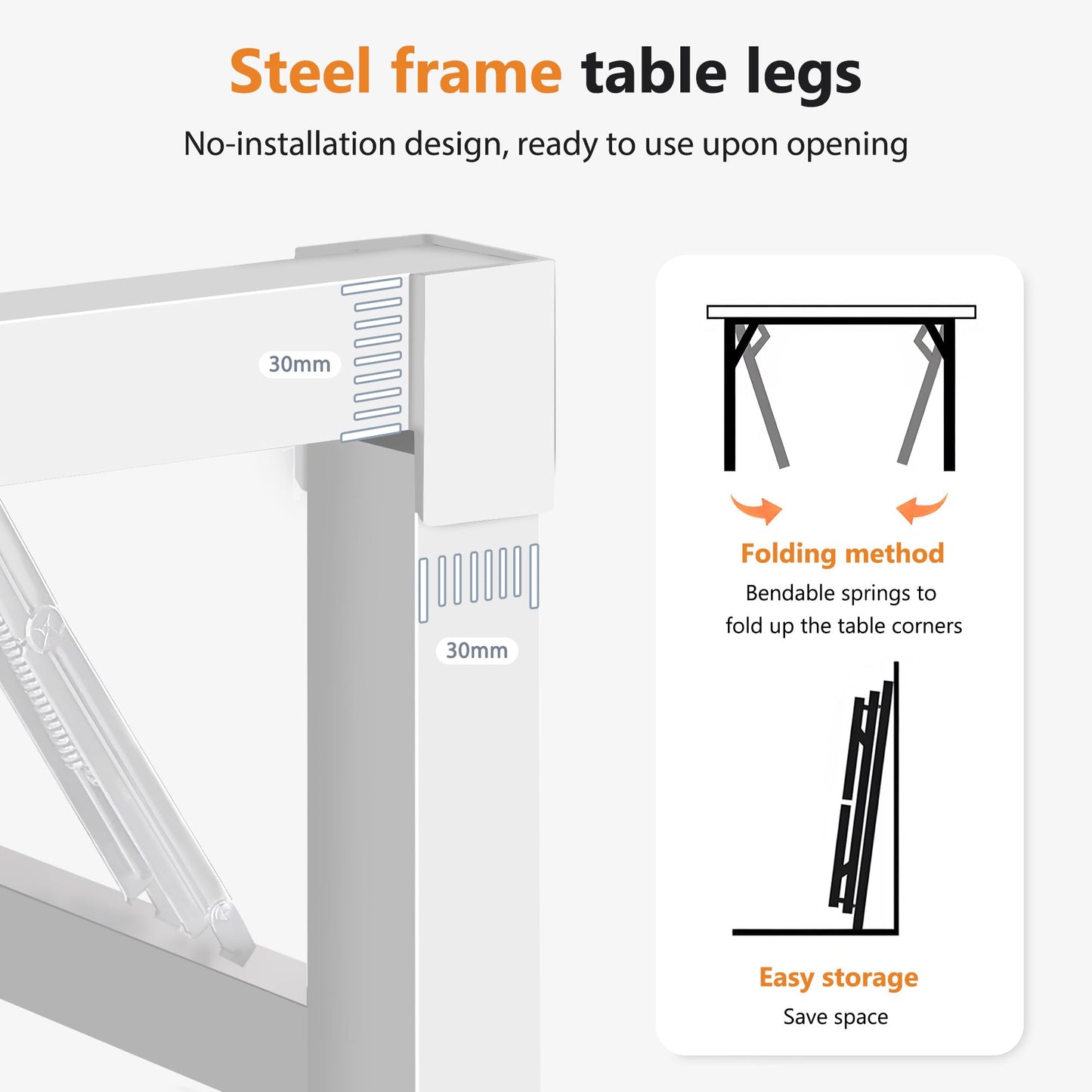 DlandHome 47 inches Folding Table Computer Desk Portable Table Activity Table Conference Table Home Office Desk, Fully Assembled White DND-ND5-120WW - WoodArtSupply