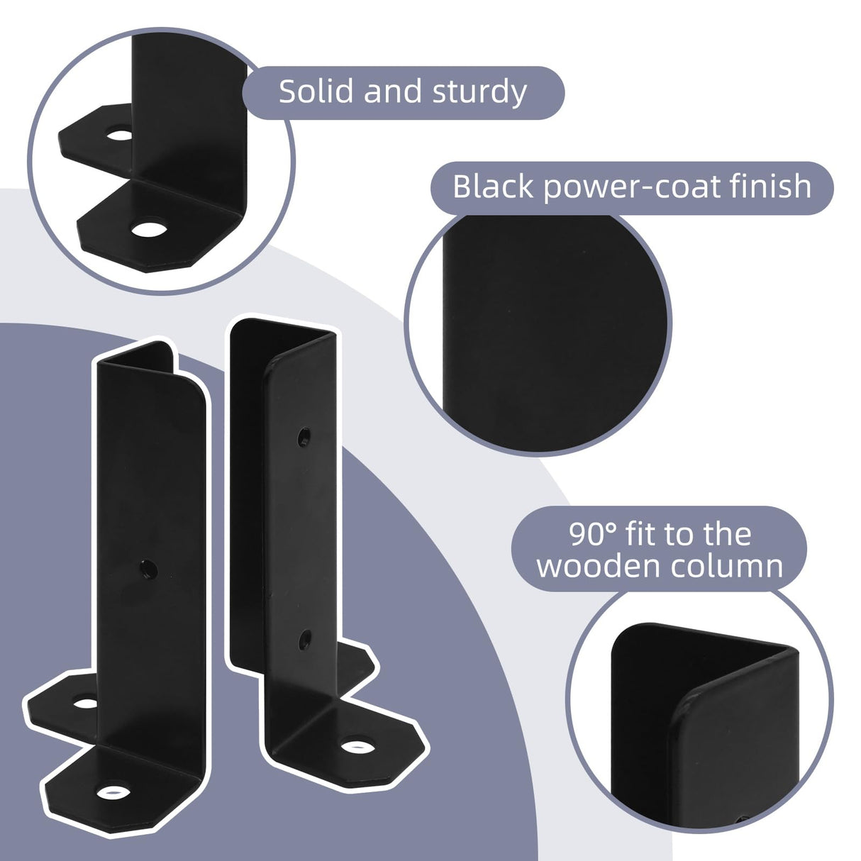 Cskunxia 8Pcs Adjustable Post Base Bracket Fit 1.5x1.5, 2x2, 2x4, 4x4 Post Deck Post Anchor Base Brackets Adjustable Wood Fence Pergola Brackets for Railing Mailbox Deck Cskunxia