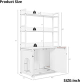GAOMON Cat Litter Box Enclosure, with 2 Storage Shelves, Hidden Cat Furniture with 2 Doors and Scratch Pad, Indoor Cats House Kitty Box Washroom Cats Bookshelf Cabinet - White GAOMON