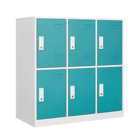 WIILAYOK Locker, 6-Door Metal Locker Storage Cabinet with Keys and Card Slot, lockers for Employees - Ideal for Home, Office, School, and Gym Storage WIILAYOK