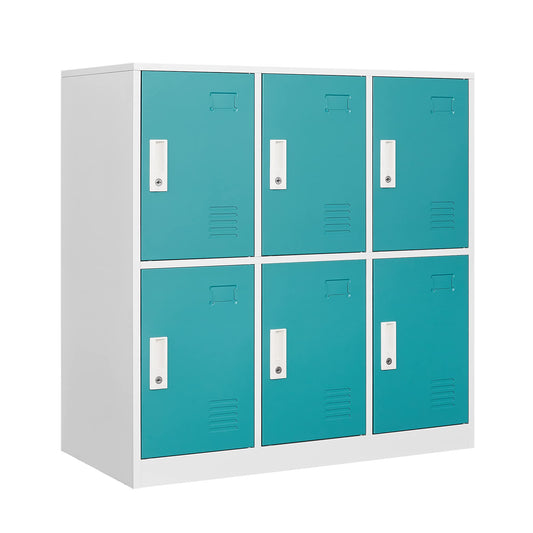 Rophefx Metal Locker, 6-Door Steel Locker Storage Cabinet, Home and School Storage Cabinet for Students Employees (17.32" D x34.65 W x35.43 H, Blue) - WoodArtSupply