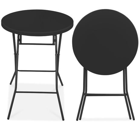 Best Choice Products 32in Bar Height Folding Table, Round Indoor Outdoor Accessory for Patio, Backyard, Dining Room, Events w/Thick Table Top, Metal Frame, Locking Legs, 330lb Weight Capacity - Black Best Choice Products