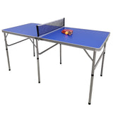 Trademark Innovations 5 Ft. Folding Table Tennis Ping Pong Table Set with Paddles and Balls, Blue Trademark Innovations
