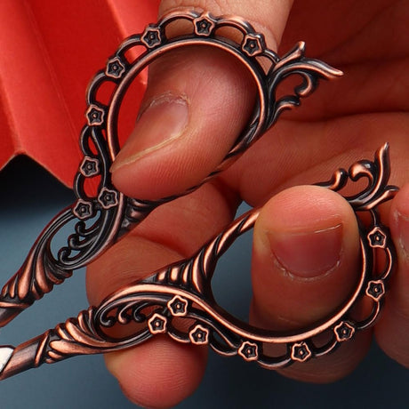 Jasni Sewing Embroidery Crafting Scissors Stainless Steel Vintage peach blossom handle for DIY tools Craft Tailor Needlework Threading Shears 2 Packs 5 Inches with cover (Red bronze and Color) Jasni