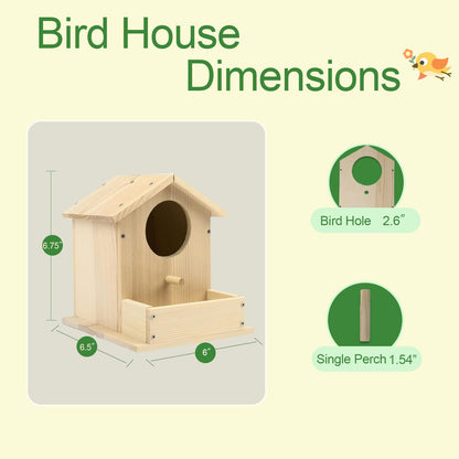 Bird House Kits for Adult, Wooden DIY Birdhouse Kit, Outdoor Woodworking Crafts Freestyle Painting, Arts and Crafts Projects with Paints & Brushes, Hanging Birdhouse for Garden Yard Decor Gifts