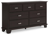 Signature Design by Ashley Covetown Contemporary 7 Drawer Dresser with Safety Stop for Bedroom, Dark Brown Signature Design by Ashley