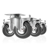 POWERTEC 3 Inch Swivel Caster Wheels Set of 4 with Brake & 640 lbs Loads, Heavy Duty Plate Casters, Dual Locking Rubber Castor Wheels for Furniture, Cart, Dolly and Workbenches (17023-P4V) POWERTEC