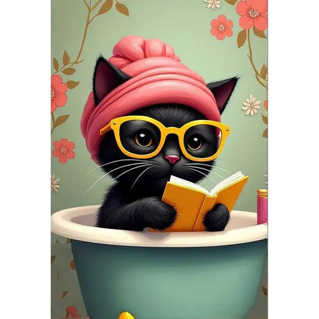 mjcakrn Black Cat Diamond Painting Kits for Adults, Diamond Art Kits for Beginners 5D Full Drill Abstract Diamond Art Painting Kits Crystal Gem Art DIY Crafts Kits for Home Wall Decor12x16inch mjcakrn