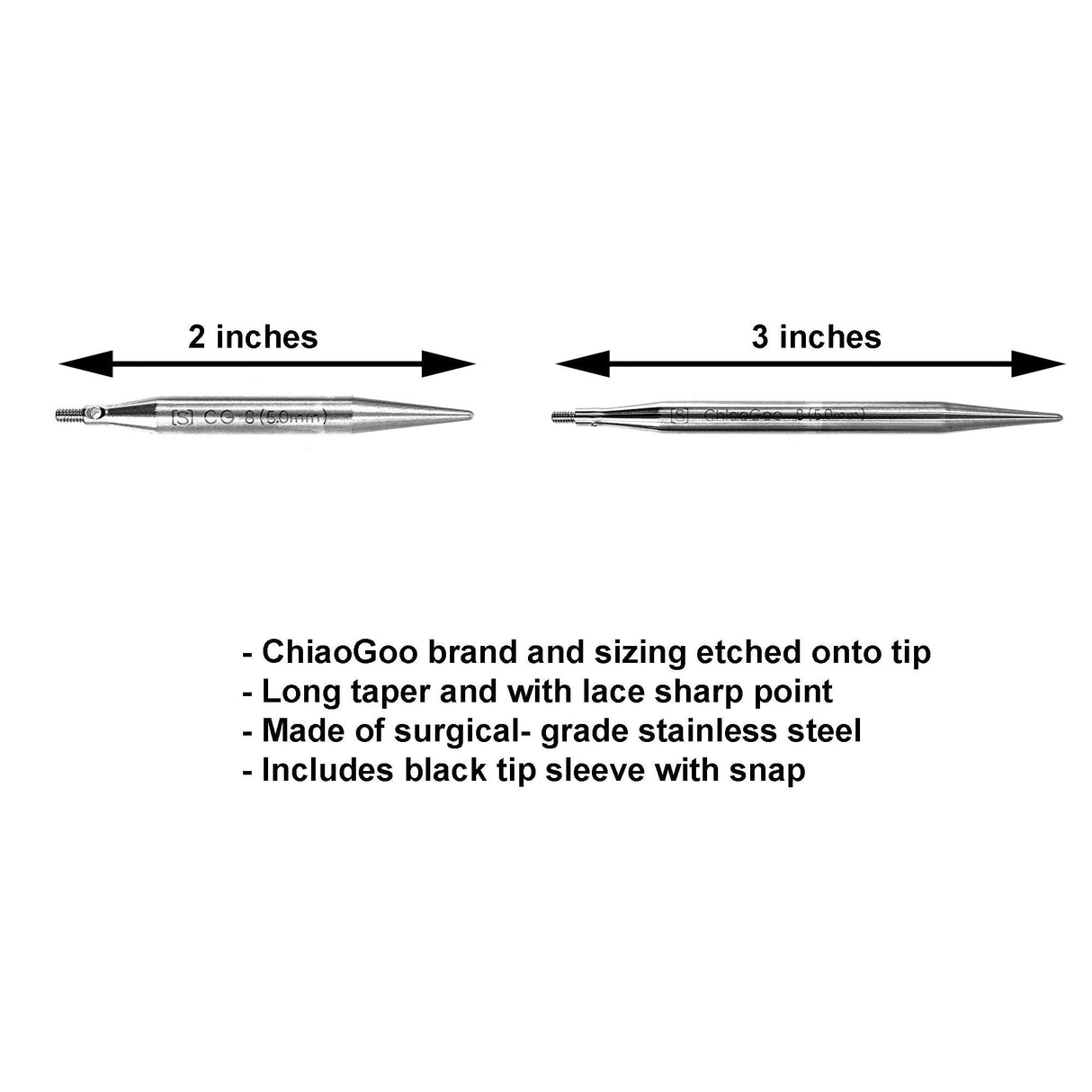 ChiaoGoo Twist Red Lace Shorties 2 & 3-Inch Large Blue 7230-S Interchangeable Knitting Needle Set, 10-Pairs Sizes US 4, 5, 6, 7, 8, Stainless Steel with 3 Cords with Project Bag ChiaoGoo