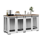 VEVOR 72"Dog Crate Furniture for 2 Dogs,Double Dog Crate Furniture with Double Sliding Doors,Large Dog Crate TV Stand with Removable Tray,Steel Frame Double Dog Crate for Small,Medium,Large Dogs White VEVOR