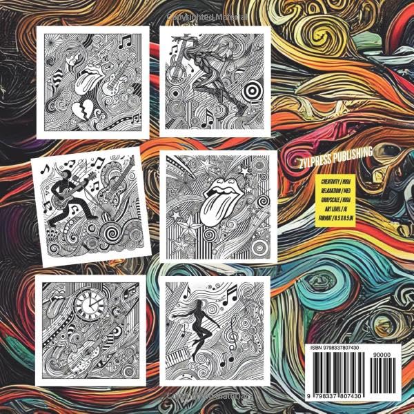 Rock N Roll Abstract Coloring Book: A Psychedelic Journey Through Music and Art: An Artistic Fusion of Rock and Abstract Patterns WoodArtSupply