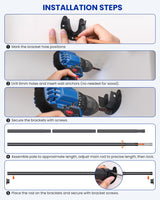 Closet Rods for Hanging Clothes, 17 to 84 Inches Stepless Adjustable Metal Closet Rod, 1.3 Inches Heavy Duty Clothes Hanging Rod for Closet Wardrobes Laundry RV Supforce