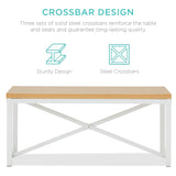 Best Choice Products 45.5in 3-Piece Bench Style Dining Furniture Set, 4-Person Space-Saving Dinette for Kitchen, Dining Room w/ 2 Benches, Table - Oak/White Best Choice Products