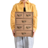 KIRIGEN Wooden Storage Cabinet Organizer Desktop Storage Drawers for Home Office Supplies Dark Brown(4D6CG-DBR) KIRIGEN