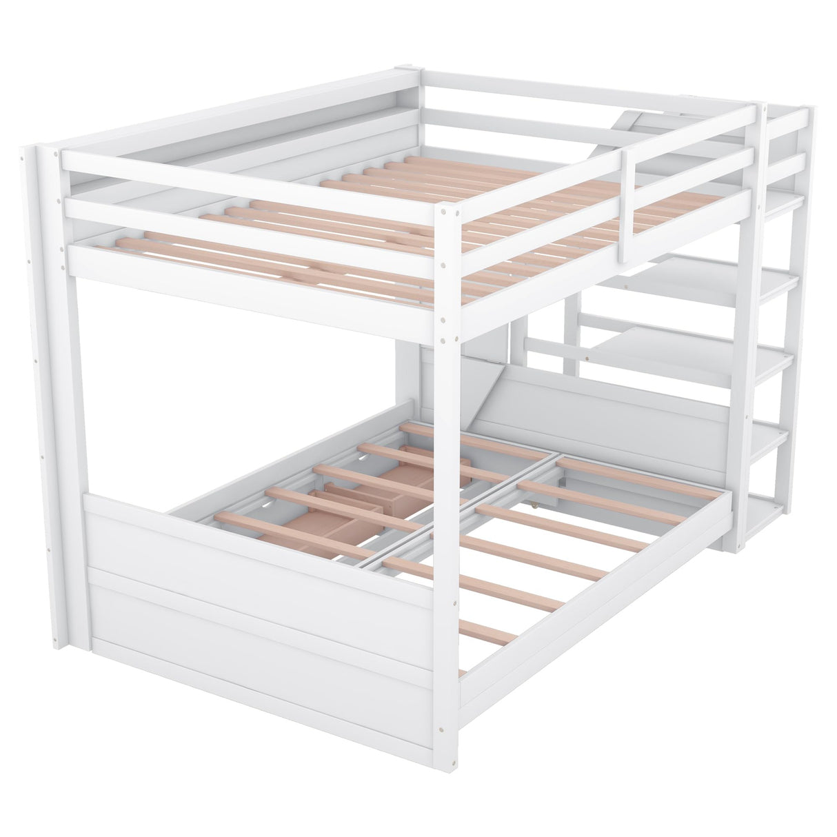 Harper & Bright Designs Wooden Bunk Bed,Full Over Full Bed with Drawers and Staircase for Storage, Multi-Functional Convertible Full Size Daybeds Futon Bed, No Box Spring Needed,White Harper & Bright Designs