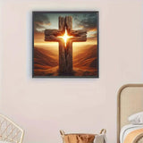 Sunset Cross Diamond Art Kits for Adults,5D Diamond Painting Kit for Christianity,DIY Full Round Drill Gem Arts Religious Diamond Paint by Diamond Dots Wall Art Decor 13.8x13.8 Inch GEMFAMILY