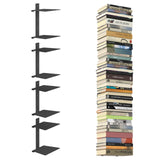 Mefirt Invisible Floating Bookshelves for Wall, 8 Tier Vertical Spine Book Tower, Heavy Duty Floating Book Shelves Metal Book Organizers for Home Office, 4 Pack(Black) Mefirt