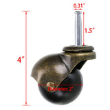 Skelang 2 Inch Ball Caster Stem Caster Wheel with Sockets, Vintage Antique Swivel Caster for Furniture, Sofa, Wood Chair, Cabinet,Pack of 4 Skelang