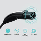 Lectron Level 2 Tesla Charger - 240V, 40 Amp, NEMA 14-50 Plug, 16 ft Extension Cord - Portable Electric Car Charger for Tesla - Compatible with All Tesla Models 3/Y/S/X Lectron