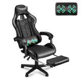 Soontrans Black Gaming Chairs with Footrest, Ergonomic Gamer Chair, Home Office Chair,PC Computer Chair with Headrest and Lumbar Support(Dark Black) Soontrans