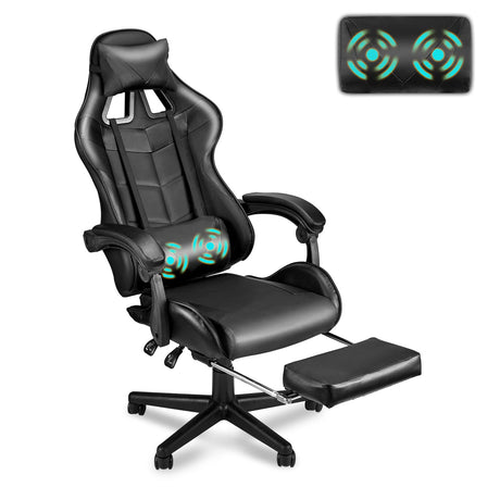 Soontrans Black Gaming Chairs with Footrest, Ergonomic Gamer Chair, Home Office Chair,PC Computer Chair with Headrest and Lumbar Support(Dark Black) Soontrans