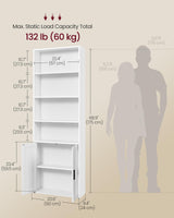 VASAGLE Custos Collection - Bookshelf, 6-Tier Tall Bookcase, Book Shelf with Doors, Open Storage Shelf, 9.4 x 23.6 x 68.9 Inches, for Living Room, Home Office, Dining Room, Cloud White ULBC402W01 VASAGLE