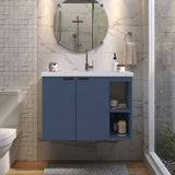 COZIMAX Vanity Jazz 32 inches - Floating Bathroom Vanity and Cultured Marble Sink with Soft Close Door (Blue) COZIMAX