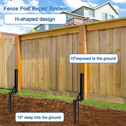 Wpbhk 1PCS Fence Post Repair Kit Heavy Duty Fixer Anchor Ground Spike,Fence Post Support Stake for Repairing Damaged Fence Gate Posts Sign Posts or - WoodArtSupply