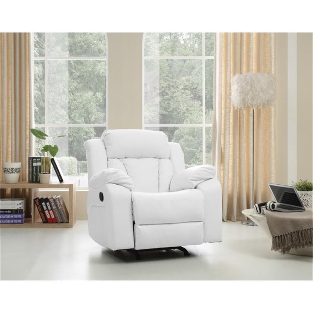 Glory Furniture Daria Faux Leather Rocker Recliner in White Glory Furniture