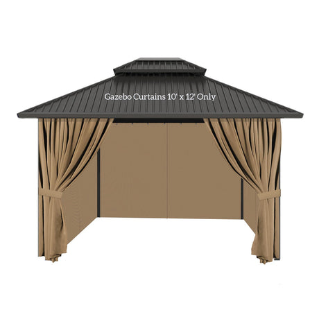AONEAR Gazebo Privacy Curtains 10' x 12' with Zipper 4-Panels Side Wall Universal Replacement for Patio, Outdoor Canopy, Garden and Backyard (Curtain Only) aonear
