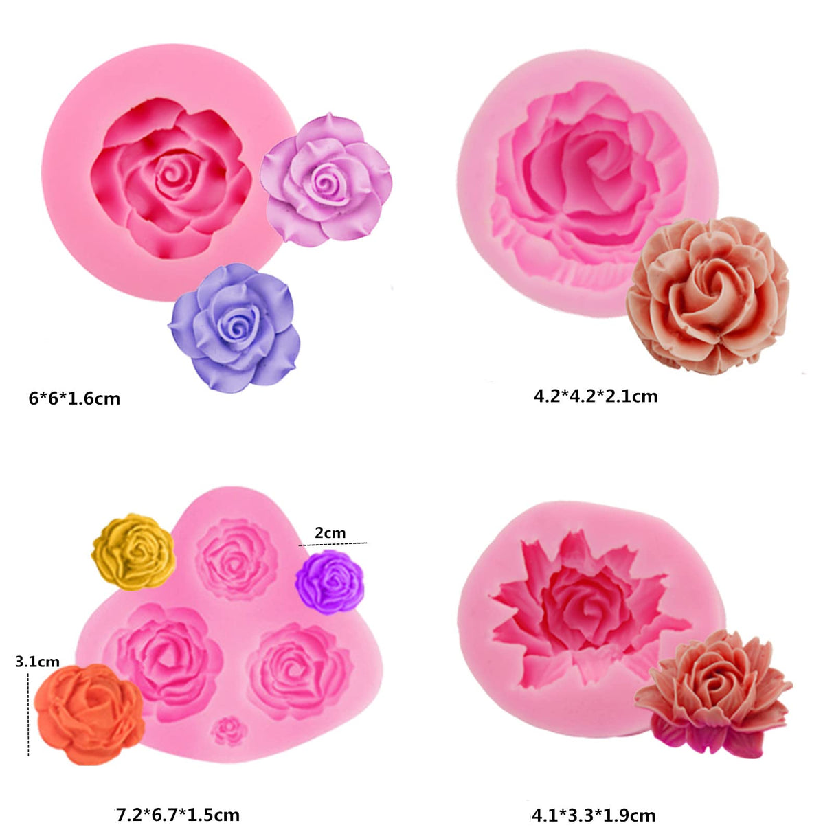 12 Pack Flower Candle Resin Mold - Resin Casting Silicone Molds for Home Decor & Candle Making Wave Spiral Mold ESEDAGE