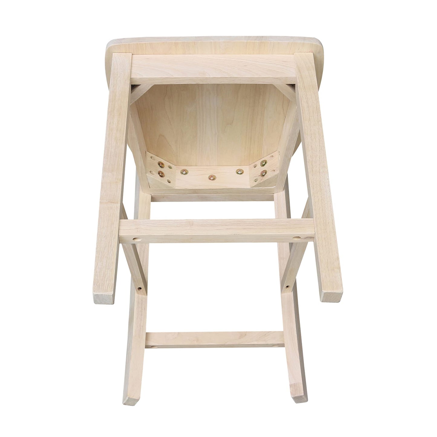 International Concepts Slat Back Stool, 24-Inch SH, Unfinished - WoodArtSupply