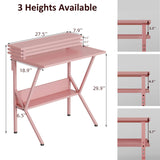 COTUBLR Small Desk, 27.5 Inch Small Computer Desk for Small Spaces, Computer Desk with Adjustable Monitor Stand, Compact Desk with Storage, Tiny Desk Study Desk for Bedroom Home Office, Pink COTUBLR