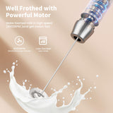Maestri House Rechargeable Milk Frother, Handheld Electric Foam Maker Waterproof Detachable Stainless Steel Whisk Drink Mixer Foamer for Lattes, Cappuccino, No Stand Maestri House