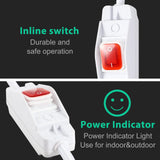 Outdoor Waterproof Extension Cord with Switch - 3 Prong, On/Off Switch with SJTW Extension Cord, Heavy Duty, 125v/250v (15 Ft, White) Makevivi