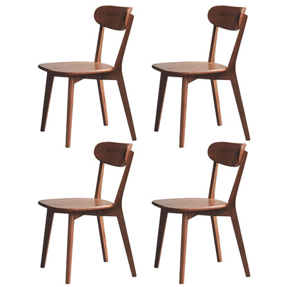 Grewood 100% Solid Oak Wood Dining Chairs,Mid Century Modern Dining Chairs with Rounded Backrest,Kitchen,Dining Room Chairs Set of 1/2/4 (4, Walnut color) - WoodArtSupply