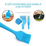 Grill Basting Brush Silicone Pastry Baking Brush BBQ Sauce Marinade Meat Glazing Oil Brush Heat Resistant, Kitchen Cooking Baste Pastries Cakes Desserts, Dishwasher Safe 4Pack iPstyle