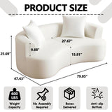 HRVEOCEI Luxury 80” Beige Curved Loveseat Sofa, Chenille Curved Couch with 2 Big Pillows & Extra Wide Armrests, Comfy Upholstered Oversized Loveseat Couch & Sofa for Living Room (Beige, 80 Inches) HRVEOCEI