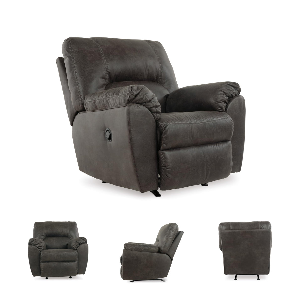 Signature Design by Ashley Tambo Faux Leather Manual Rocker Recliner, Gray Signature Design by Ashley