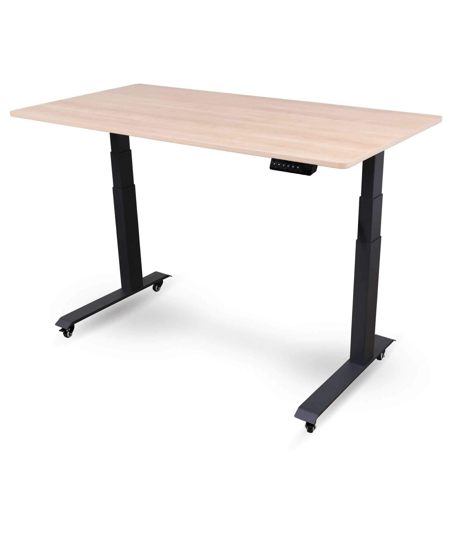 Stand Up Desk Store Electric Adjustable Height Standing Desk with Programmable Memory (Charcoal Frame/Natural Walnut Top, 60" Wide) - WoodArtSupply