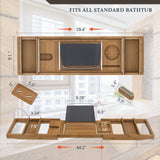 Bath Caddy Tray for Bathtub - Bamboo Adjustable Organizer Tray for Bathroom with Free Soap Dish Suitable for Luxury Spa or Reading(Walnut) Bamfan