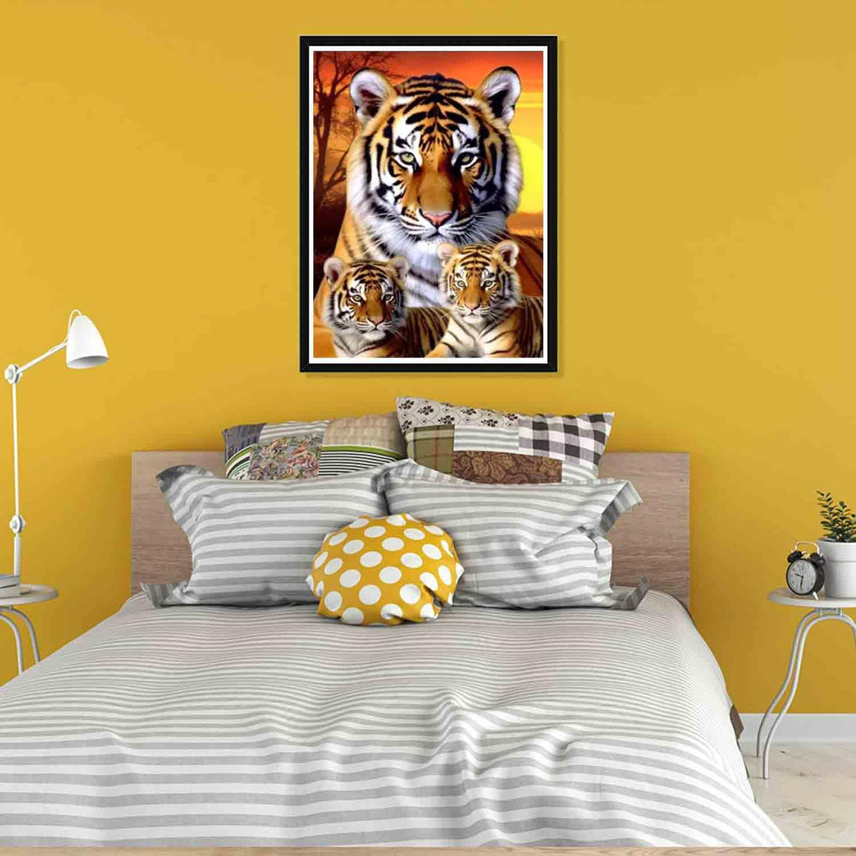 Pavemlo 5D Diamond Art Kits for Adults Three Tigers, Full Drill Diamond Art Animal Pictures Paint with Diamonds, DIY Cross Stitch Jewel Art Rhinestone Craft for Home Wall Decor 12X16 inch Pavemlo