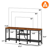 Furologee TV Stand with Power Outlets, Entertainment Center with Open Storage Shelves for TVs up to 55 Inch, TV Media Console Table with Soundbar Shelf for Living Room, Bedroom, Rustic Brown Furologee