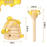 Honey Bee Spring Tiered Tray Decor, Bumblebee Party Decorations, Summer Farmhouse Beehive Decoration Set, 2 Mini Faux Bee Honey Dippers & 1 Fake Wooden Honeycomb Centerpiece, Bookshelf Table Decors WixiTool