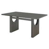 Merax Wood Dining Table Set for 6, Rectangular Tabletop/Upholstered Chairs/Retro Geometric Design, Ideal for Dining-Room and Kitchen, Grey Merax