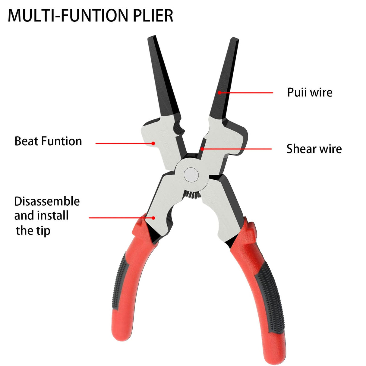 8" Welding Pliers, Multifunction Carbon Steel MIG Welding Pliers with Insulated Handle, Long Nose Pliers Wire Cutting Pliers Goldland-WELD PROTECT
