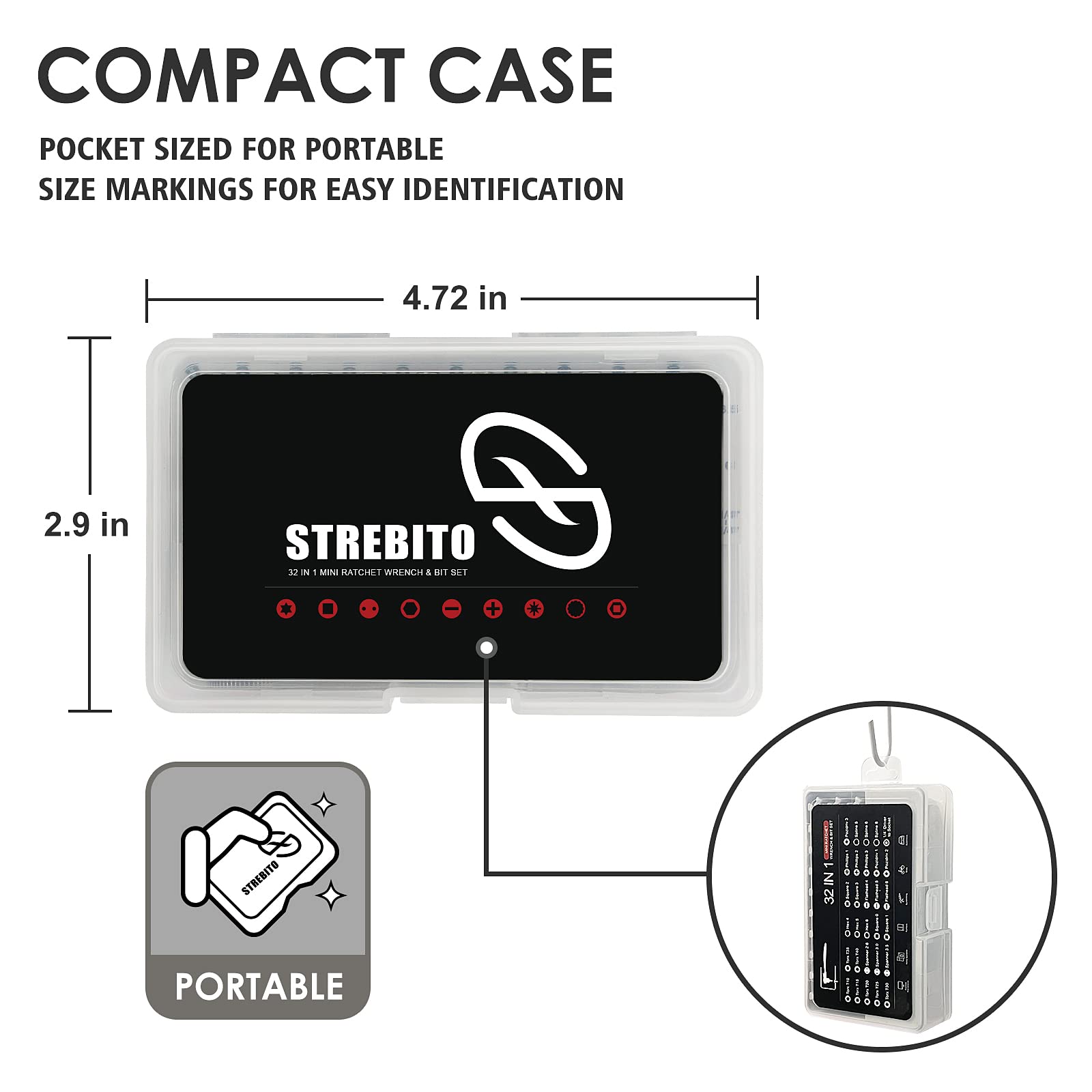 STREBITO Right Angle Screwdriver 32-Piece 1/4 Inch Mini Ratchet Set Low Profile Offset Bit Set with 72-Tooth Ratcheting Wrench Stubby Ratchet 90 Degree Screwdriver for Small Spaces - WoodArtSupply